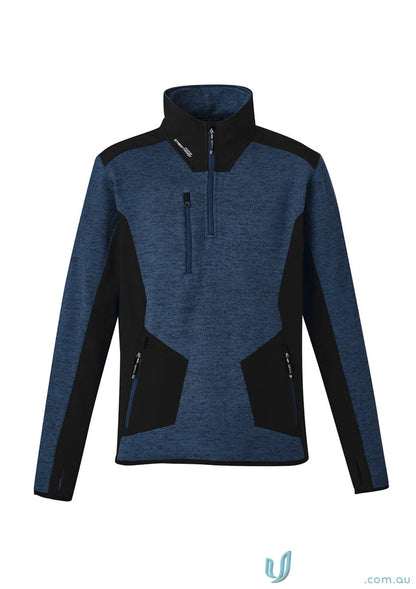 Blue and black marle knitted fleece zip pullover ZT380 from Syzmik Streetworx Reinforced