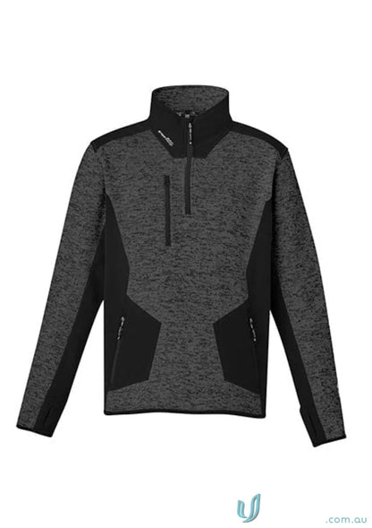Gray and black marle knitted fleece zip pullover ZT380 from Syzmik Streetworx Reinforced