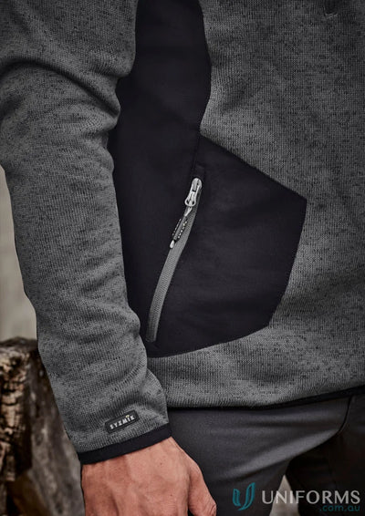 Gray and black marle knitted fleece zip pullover zt380 from Syzmik Streetworx Reinforced