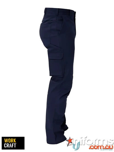 Stylish navy blue cargo pants with workwear cargo pockets from Stretch Cargo Pants