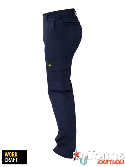 Navy blue Stretch Cargo Pants with cargo pockets, perfect for workwear and uniforms