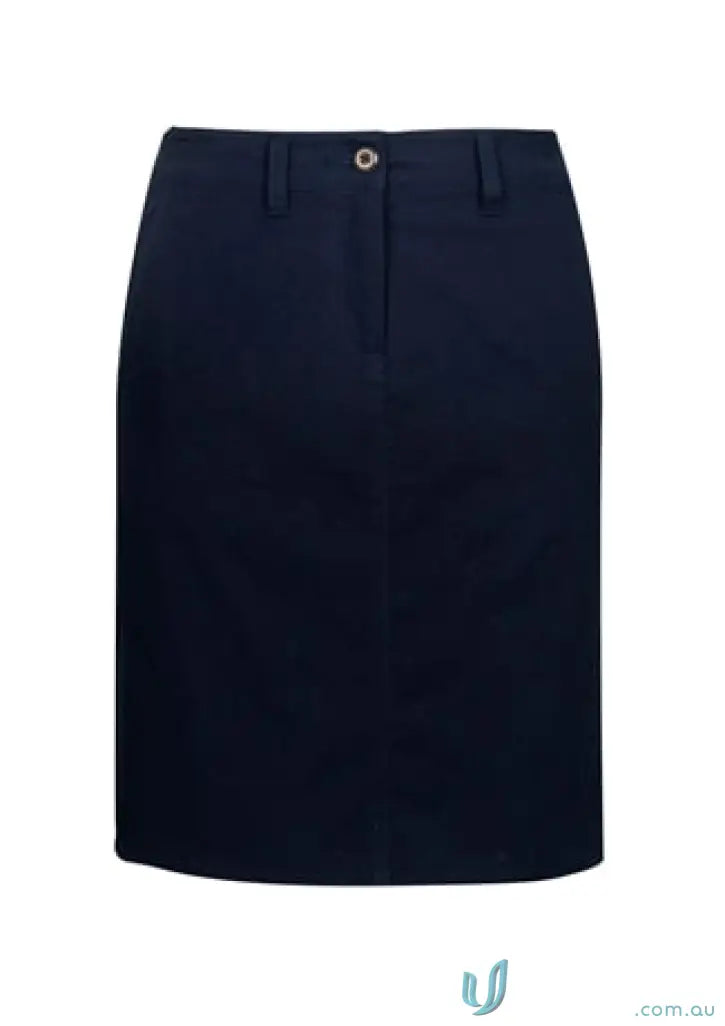 Navy blue pencil skirt from Stretch Chino Skirt, perfect for workwear and uniforms
