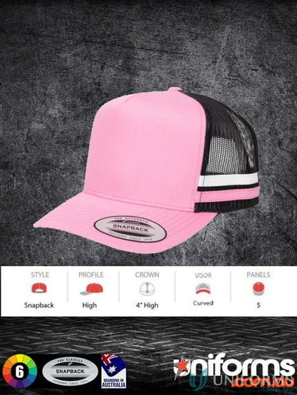 Pink and black snapback trucker hat Perfect for uniforms or workwear style
