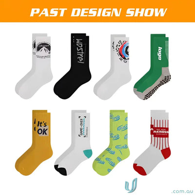 Colorful assorted patterned sports socks perfect for custom sports gear and casual wear