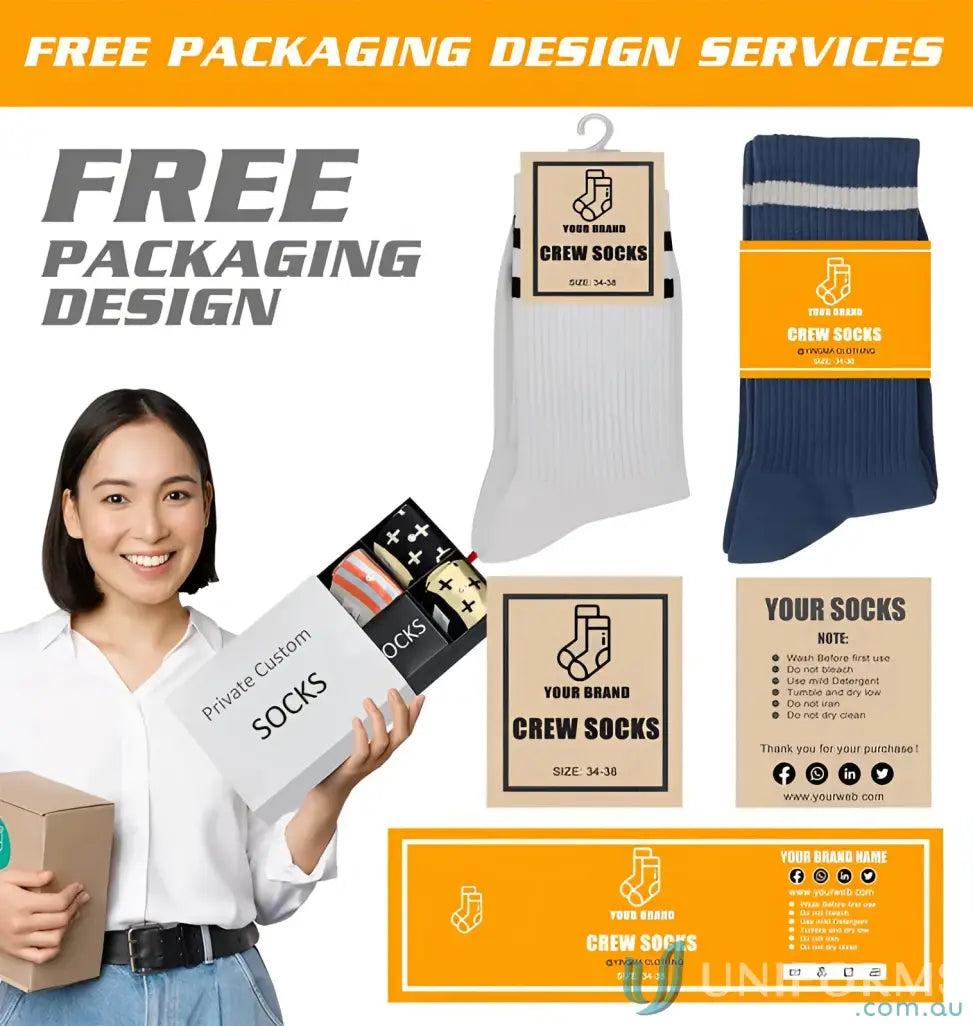 Socks packaging design options for Sublimated Sports Socks showcasing custom sports socks