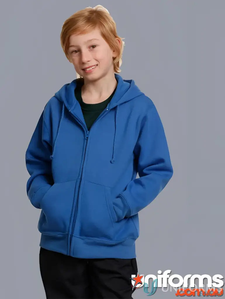 Kids Double Bay zip hoodie with a blue hooded sweatshirt, perfect for winning spirit
