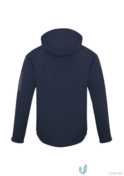 Navy hooded softshell jacket from Biz Collection Summit Jacket with waffle fleece lining