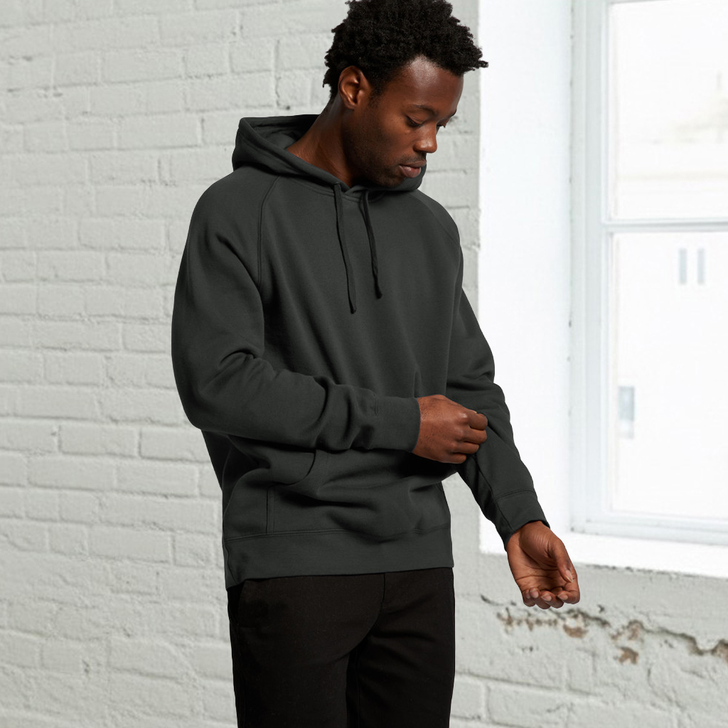 AS Supply Hoodie: dark gray polyester anti-pill fleece, regular fit