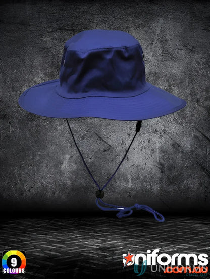 Blue h1035 surf hat with break-away strap and chin strap for sun protection