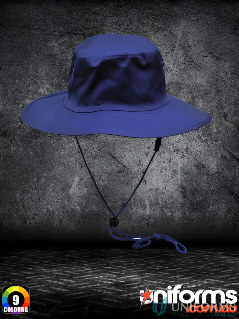 Blue h1035 surf hat with break-away strap and chin strap for sun protection