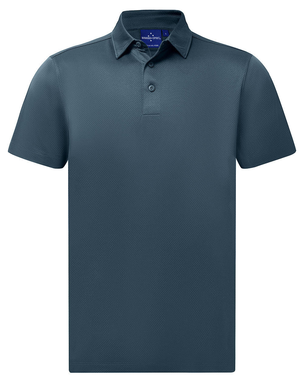 Dark gray sustainable jacquard knit polo for corporate teams