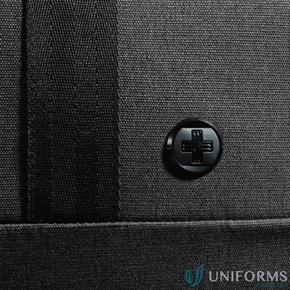 Black fabric Swissdigital Arosa Duffle Bag with cross emblem, perfect for work uniforms