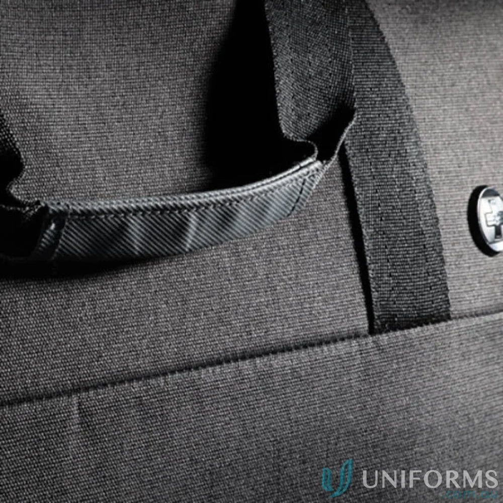 Gray textured Swissdigital Arosa Duffle Bag with handle, perfect for work uniforms or workwear