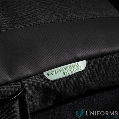 Black backpack detail on Swissdigital Arosa Shoulder Bag for stylish storage