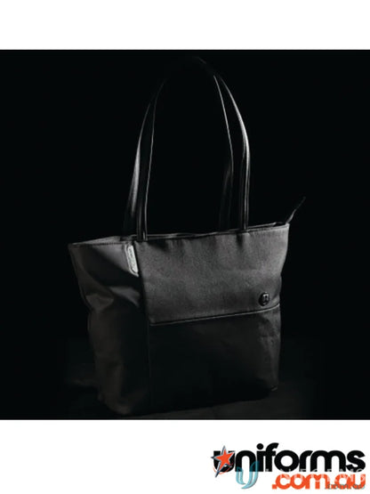 Black Swissdigital Arosa Tote Bag with shoulder straps, perfect for workwear and uniforms