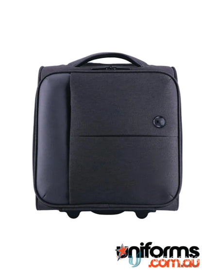 Black rolling carry-on bag from Swissdigital Arosa Underseat Luggage collection