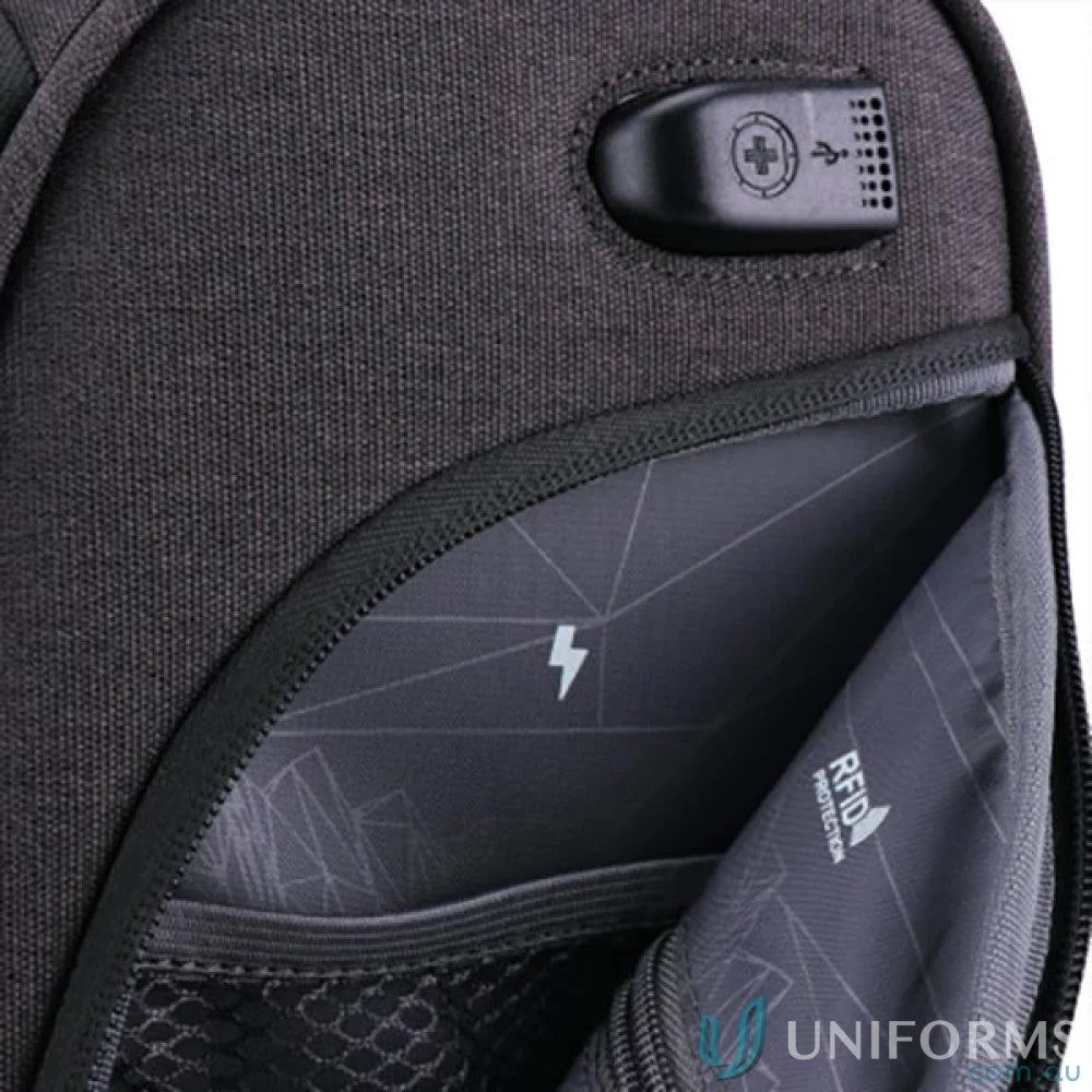 Gray Swissdigital Arosa Underseat Luggage with USB port and RFID protection
