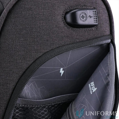Gray Swissdigital Arosa Underseat Luggage with USB port and RFID protection