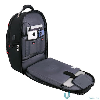 Open Swissdigital Pixel Backpack with electronics, perfect for fit and workwear needs