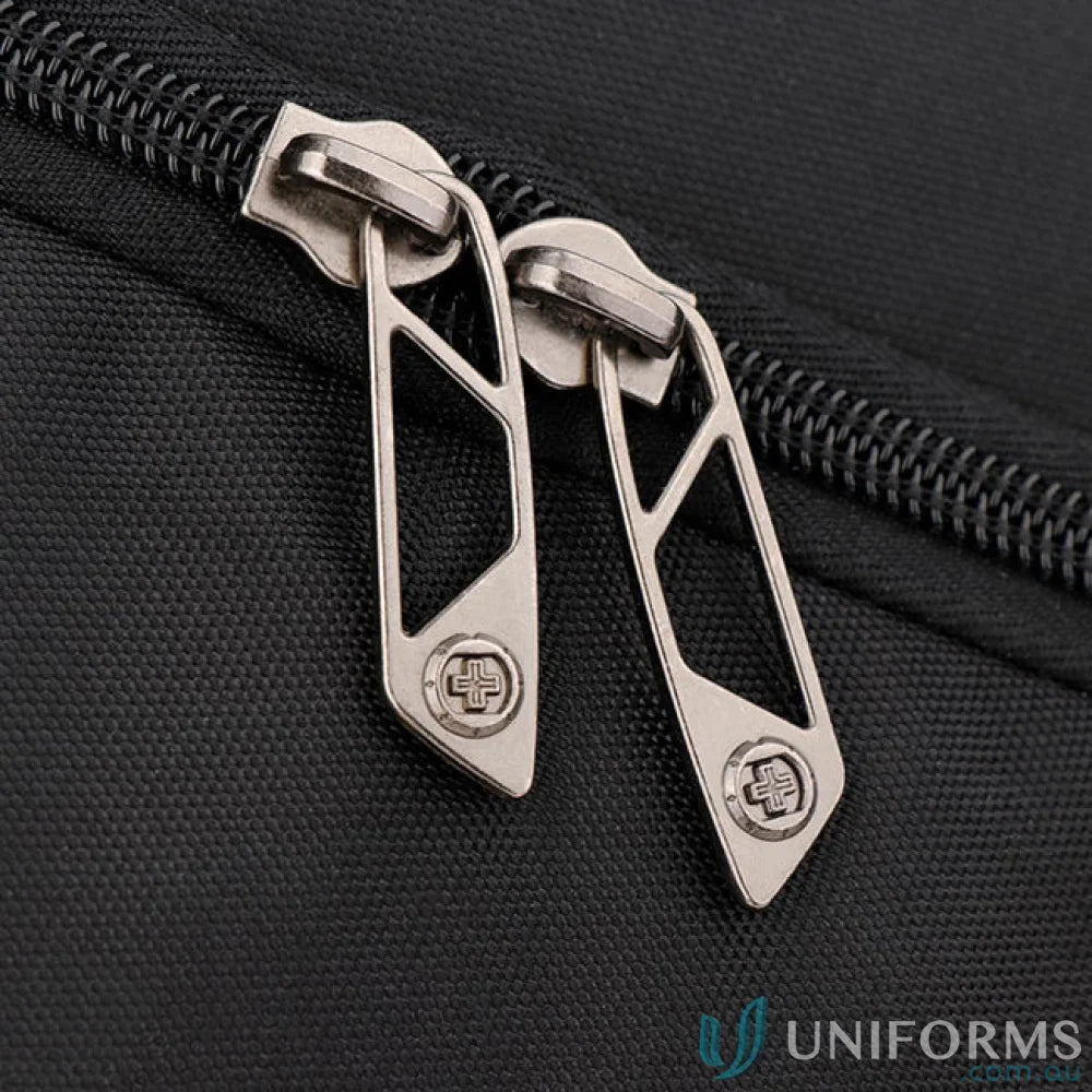 Silver zipper pulls on Swissdigital Pixel Backpack, perfect for workwear and fit gear