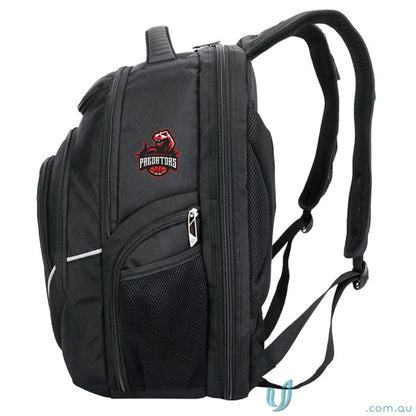 Black Swissdigital Terabyte Backpack with padded straps, perfect fit for workwear or uniforms