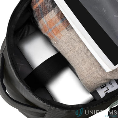 Open black Swissdigital Vector Backpack suited for work uniforms and everyday use