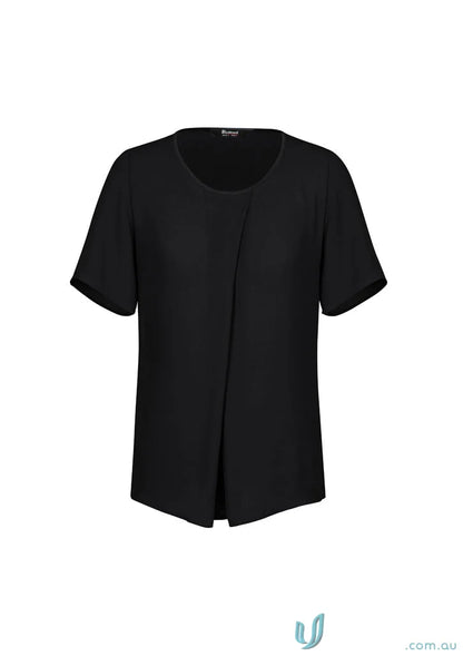 Black short-sleeved blouse Sydney Top rt065ls perfect for elegance meets everyday style