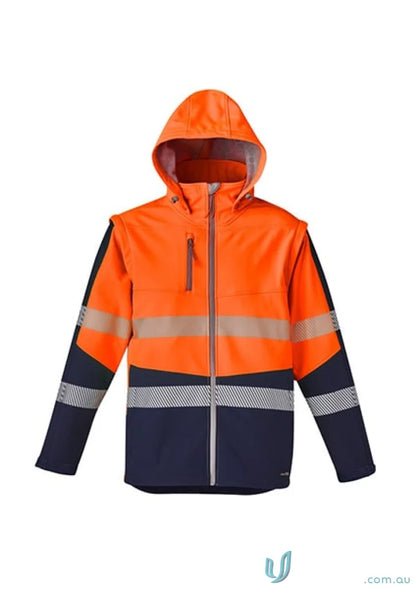 Orange and navy high-visibility softshell jacket from Syzmik Streetworx 2-in-1 stretch softshell