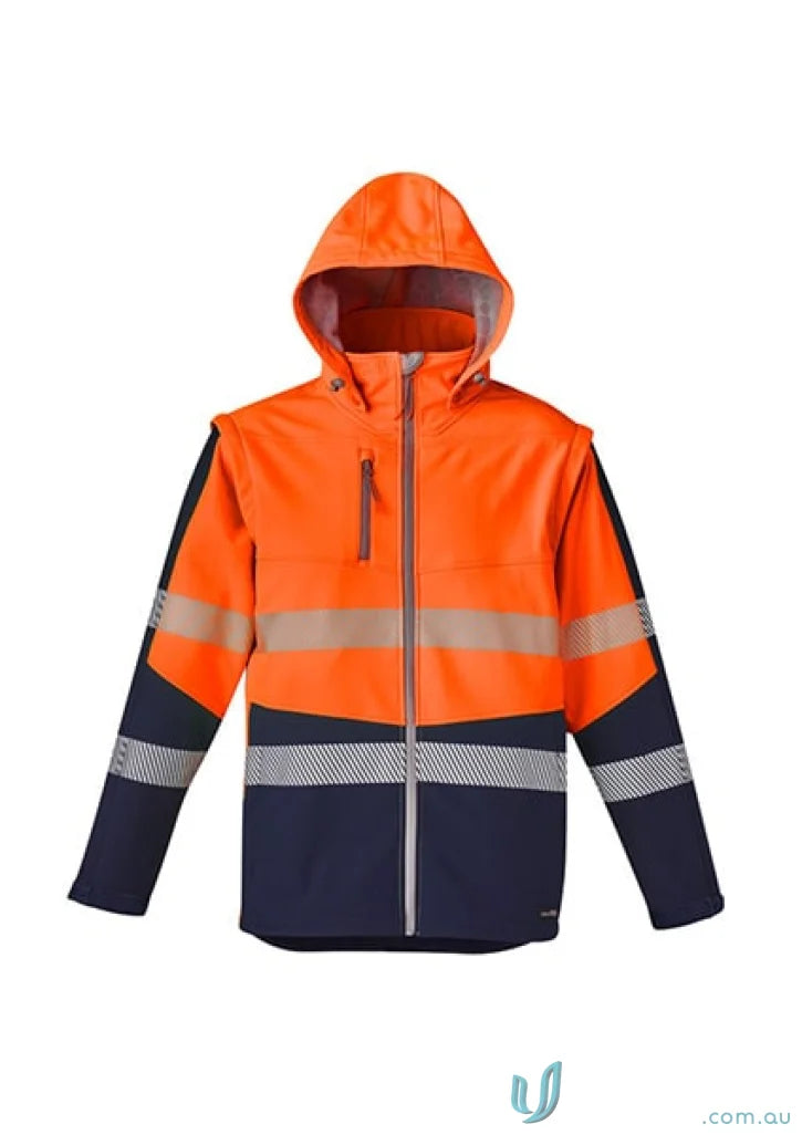 Orange and navy high-visibility softshell jacket from Syzmik Streetworx 2-in-1 stretch softshell