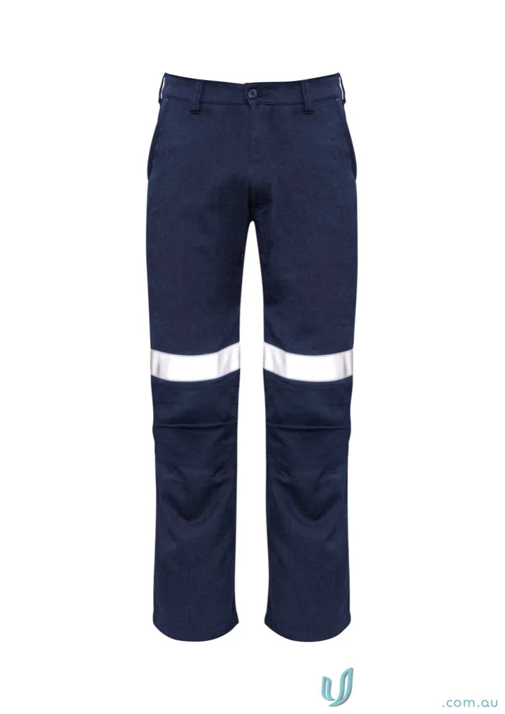 Navy blue Syzmic Fire Armour traditional style taped work pant with reflective tape and crotch gusset