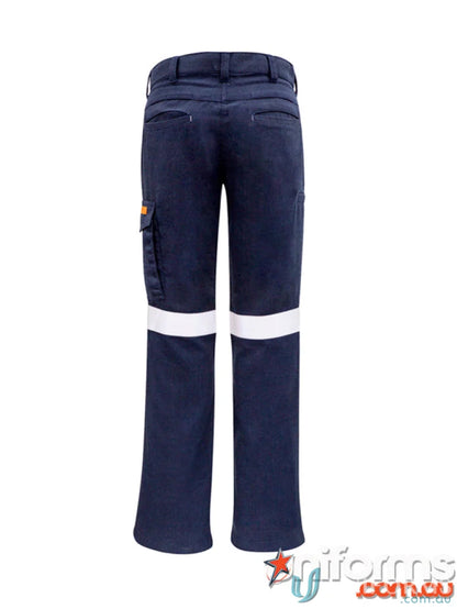 Navy blue Syzmic Women’s Orange Taped Cargo Pant with reflective stripes