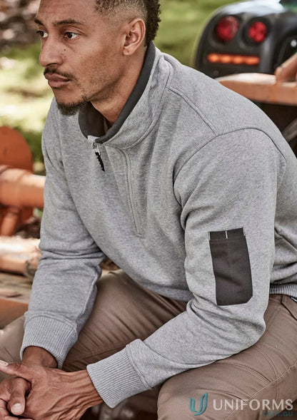Gray quarter-zip fleece pullover zt366 with zippered hip pockets and zip brushed fleece