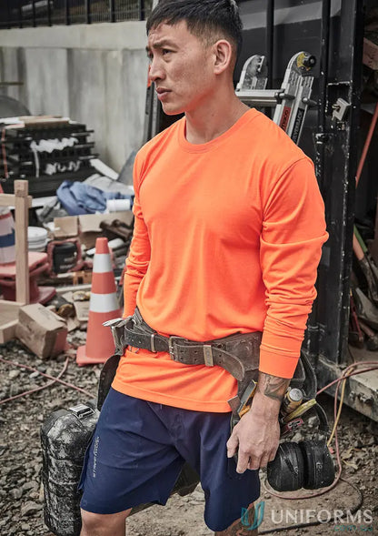 Male construction worker in Syzmic Hi Vis LS Tee, perfect vis long sleeve everyday workwear