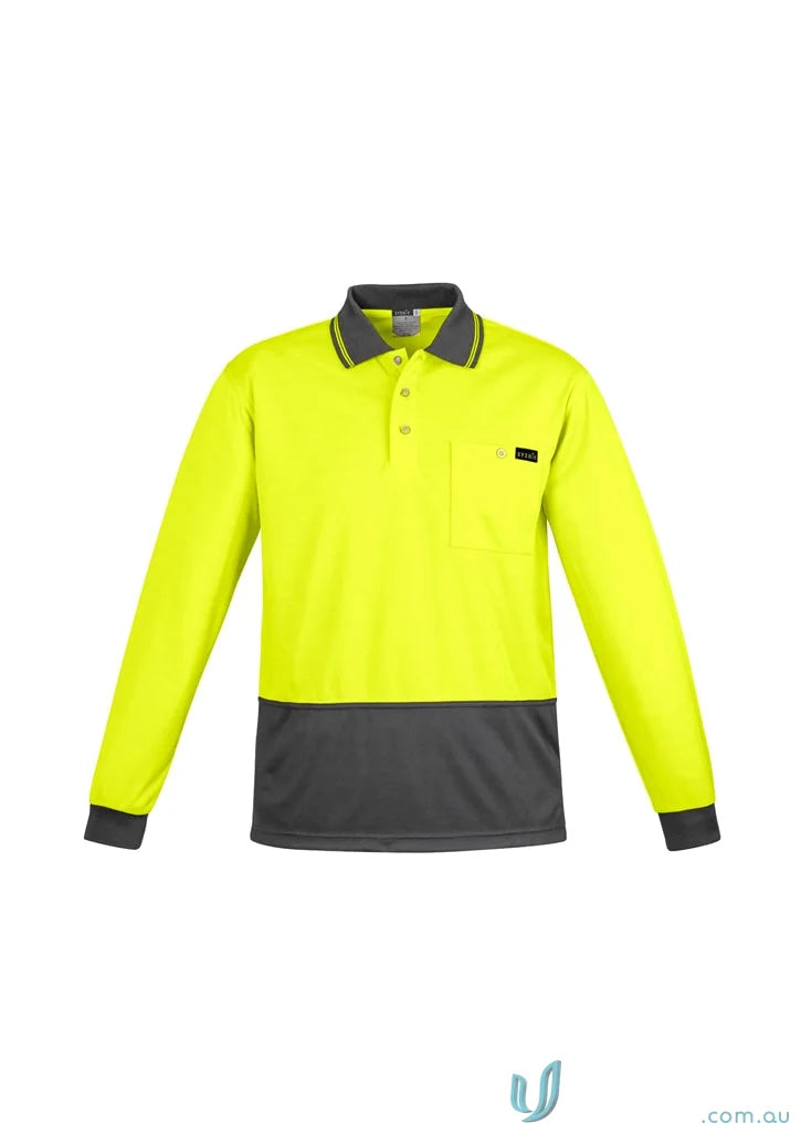 Long sleeve polo for men Syzmik High Visibility in two-tone colors