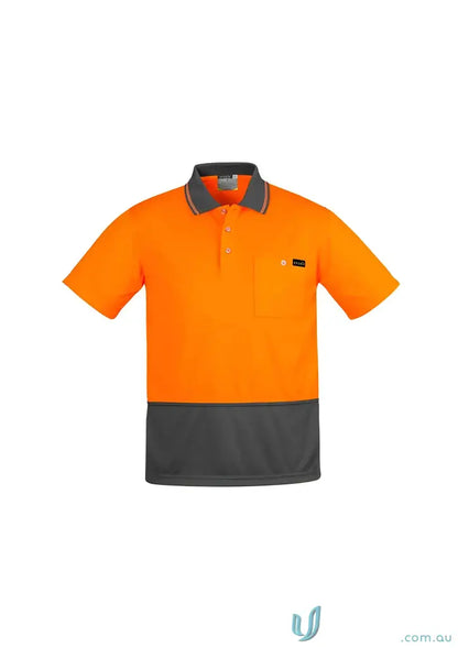 Orange and gray Syzmik Men’s HiVis Comfort Back SS Polo for ultimate comfort and stay cool