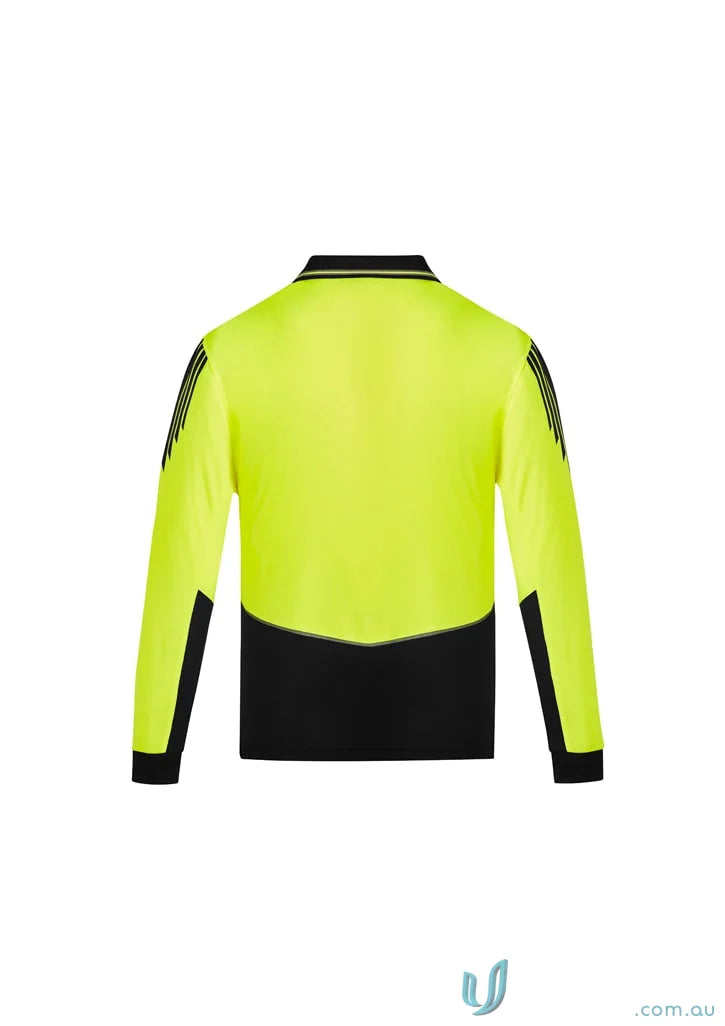 Yellow and black flux long sleeve polo zh310 for Syzmik men’s workwear