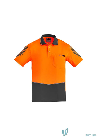 Orange and gray safety polo shirt Syzmik men’s Flux Short Sleeve Polo ZH315