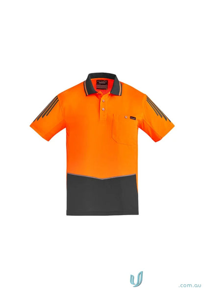 Orange and gray safety polo shirt Syzmik men’s Flux Short Sleeve Polo ZH315