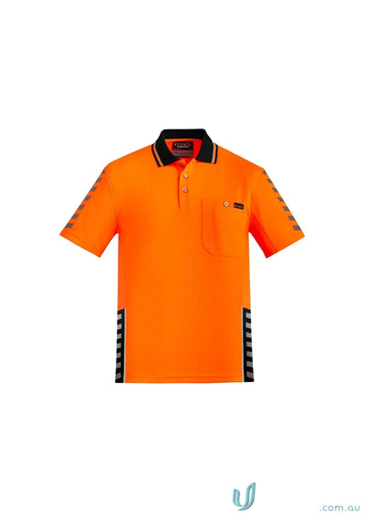 Orange vis komodo Syzmik Men’s Sleeve Polo Zh320, perfect for work or outdoors