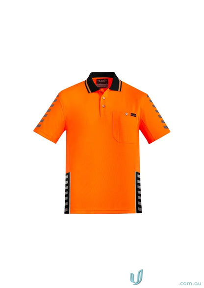 Orange vis komodo Syzmik Men’s Sleeve Polo Zh320, perfect for work or outdoors