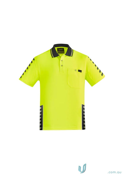 High-vis yellow Syzmik Men’s Vis Komodo Sleeve Polo Zh320 for outdoor comfort