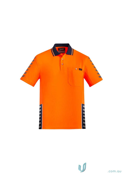 Orange high-visibility vis komodo Syzmik Men’s sleeve polo Zh320 for safety and style
