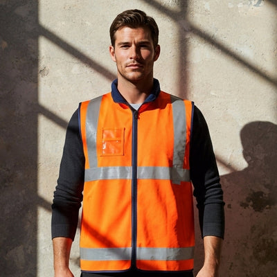Syzmic ZV358 hi-vis lightweight vest, bright orange with reflective stripes