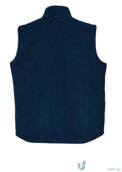 Navy blue sleeveless fleece vest from Syzmic ZV358, lightweight waterproof vest to stay dry