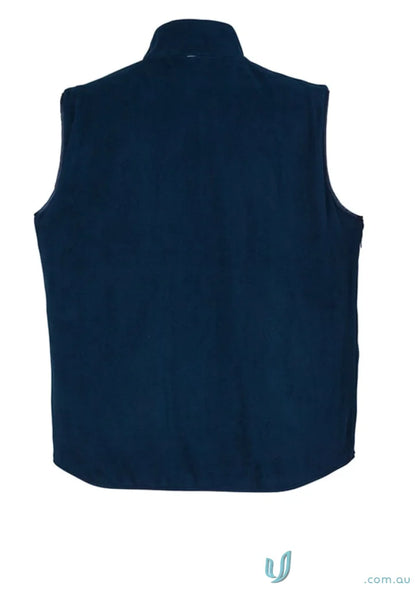 Navy blue sleeveless fleece vest from Syzmic ZV358, lightweight waterproof vest to stay dry