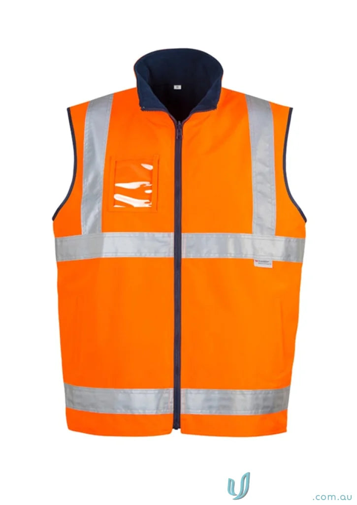 Orange safety vest with reflective stripes from Syzmic ZV358, lightweight waterproof vest to stay dry