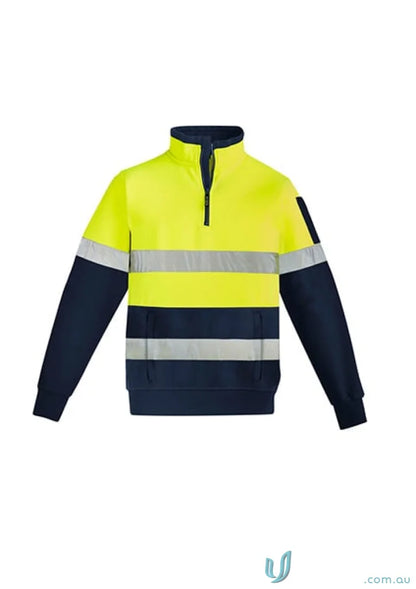Syzmic Unisex High-Visibility Long-Sleeved Work Sweatshirt with Zip Hoop Taped Premium Fleece