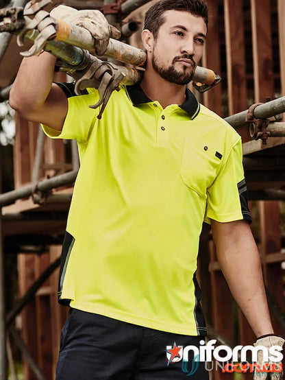 Man wearing Syzmik Men’s Sleeve Polo Zh465 from the Vis Reinforced Squad series