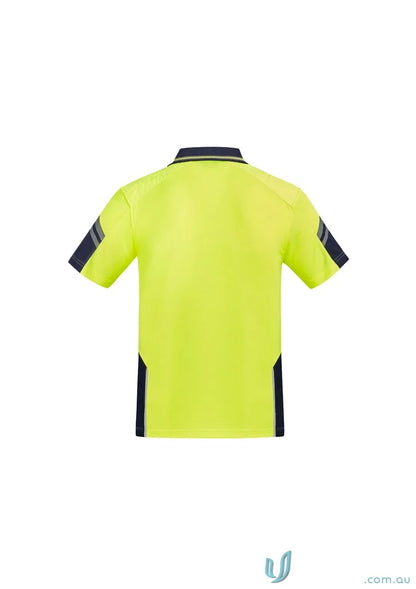 Yellow and navy vis reinforced squad short sleeve polo from Syzmik Men’s Sleeve Polo ZH465