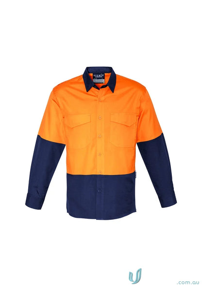 Orange and navy blue Syzmik men’s rugged cooling Vis Shirt ZW128 perfect for stress points